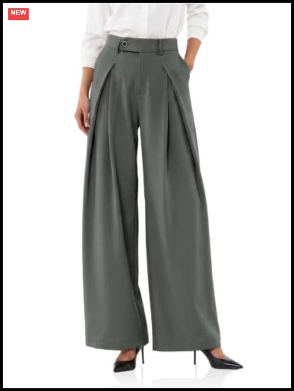 Wide Leg Pleated Trousers High Waisted Dressy Pants